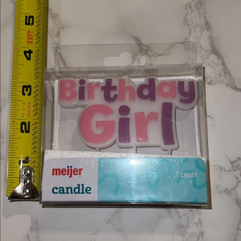 NIB 3pc 5th birthday girl snowflake party decorations and candle and cake sign